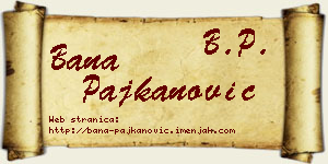 Bana Pajkanović vizit kartica